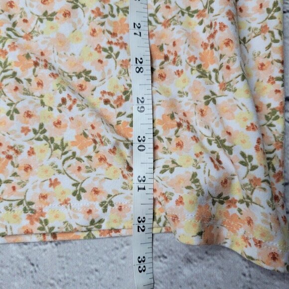 No Comment Peach Orange Small Floral Flower Print Peasant Bust Sleeve Dress Sz L - Picture 10 of 11